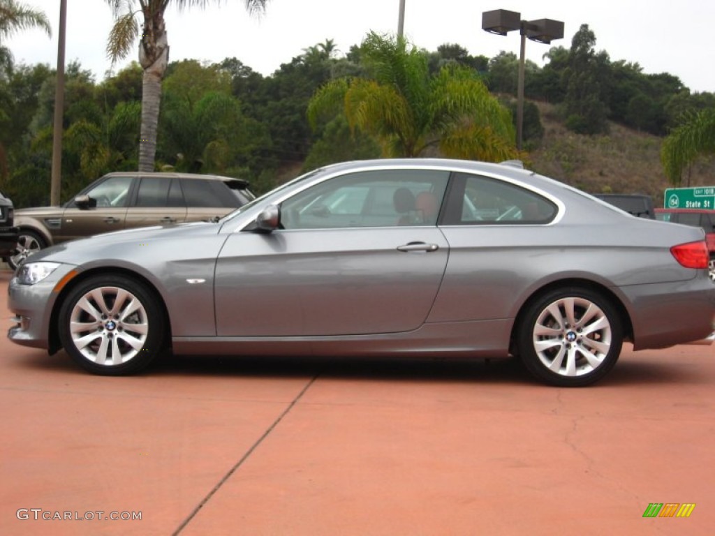 2012 3 Series 328i Coupe - Space Grey Metallic / Coral Red/Black photo #2