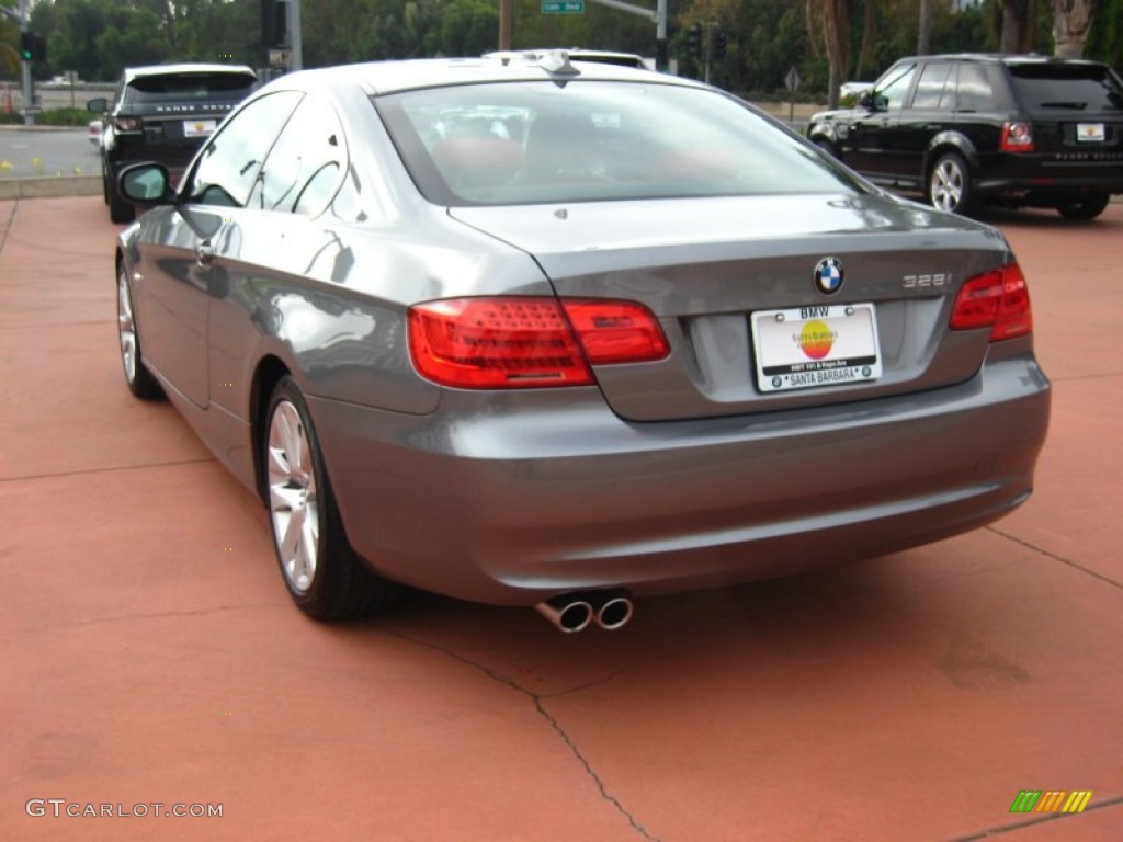 2012 3 Series 328i Coupe - Space Grey Metallic / Coral Red/Black photo #3