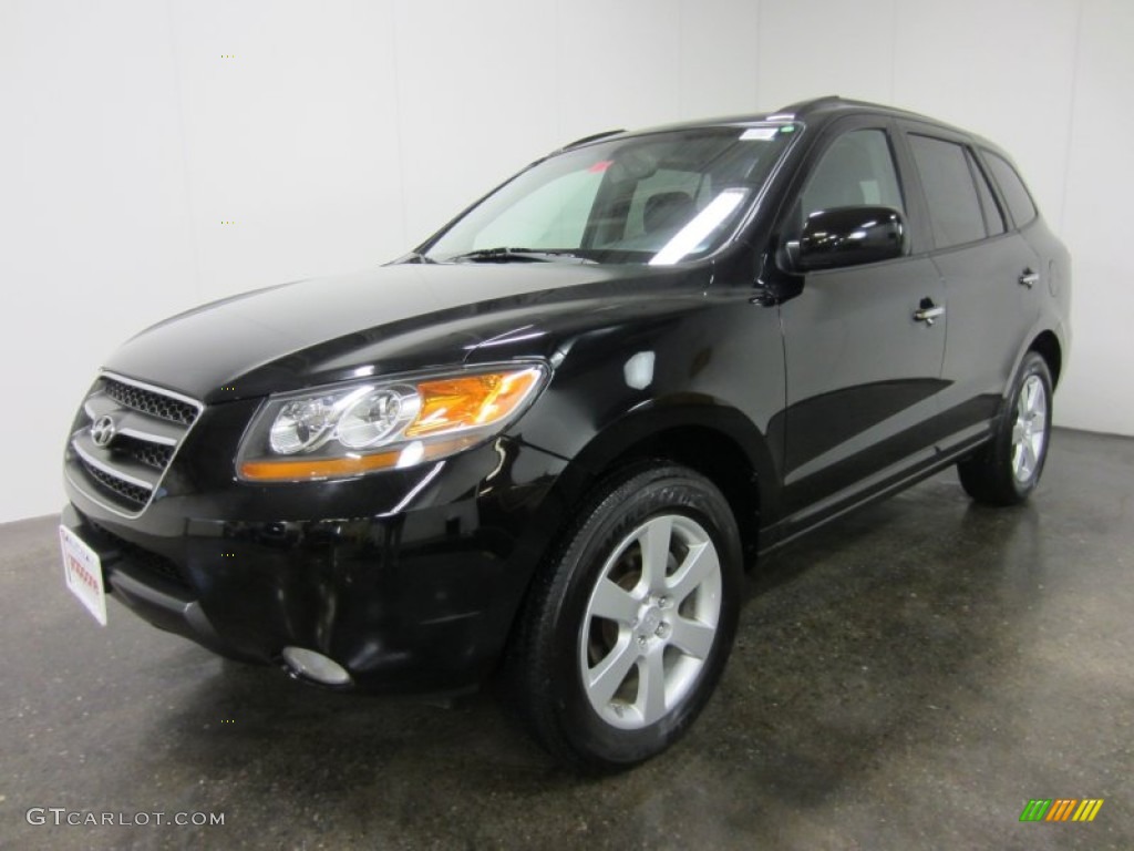 2007 Santa Fe Limited 4WD - Ebony Black / Black photo #1