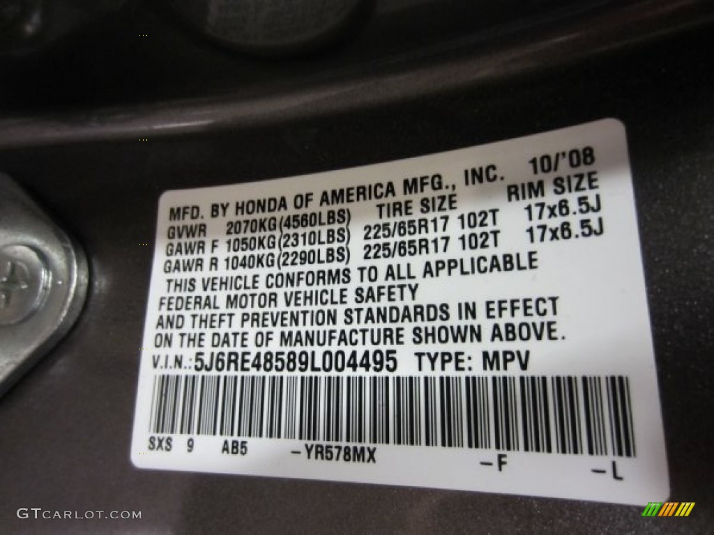 2009 CR-V EX 4WD - Urban Titanium Metallic / Ivory photo #8