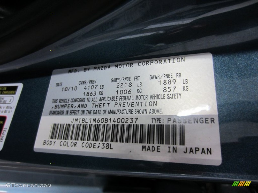2011 MAZDA3 Color Code 38L for Gunmetal Blue Mica Photo #55511399
