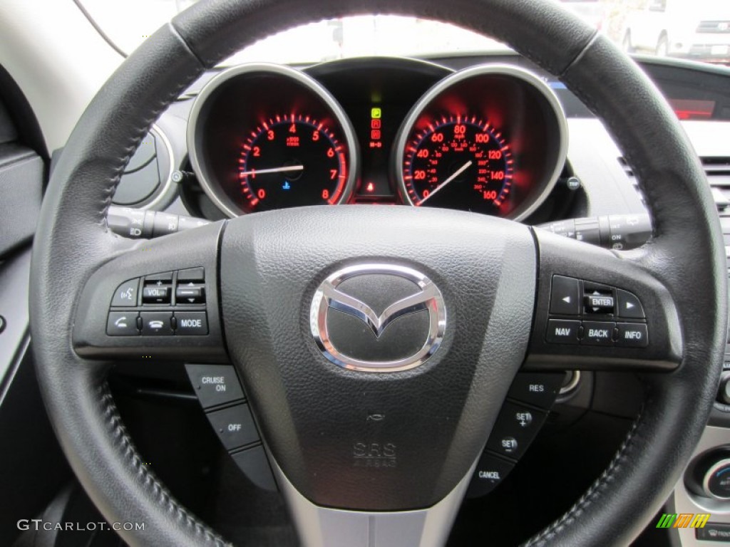 2011 Mazda MAZDA3 s Grand Touring 5 Door Black Steering Wheel Photo #55511549