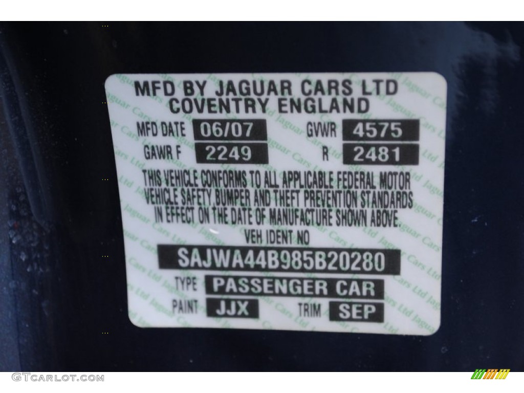 2008 XK Color Code JJX for Indigo Metallic Photo #55512314