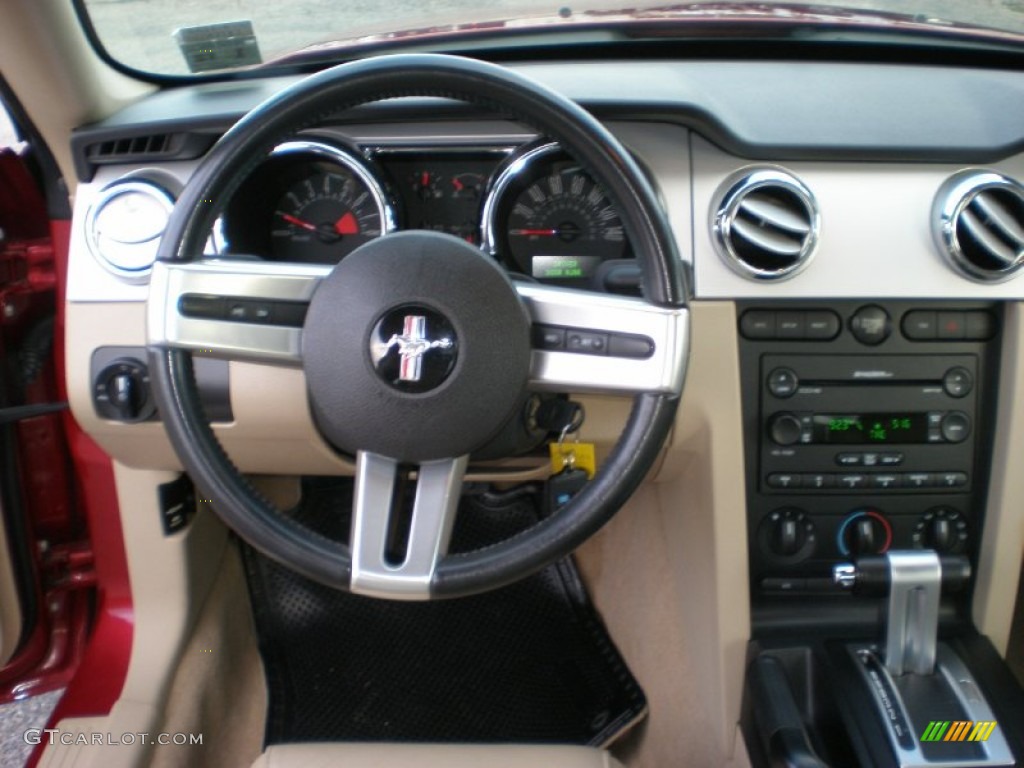 2007 Ford Mustang GT Premium Coupe Medium Parchment Steering Wheel Photo #55517471