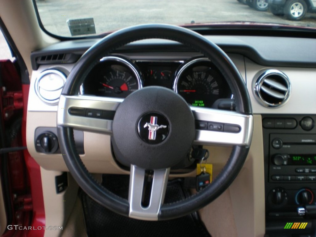 2007 Ford Mustang GT Premium Coupe Medium Parchment Steering Wheel Photo #55517480
