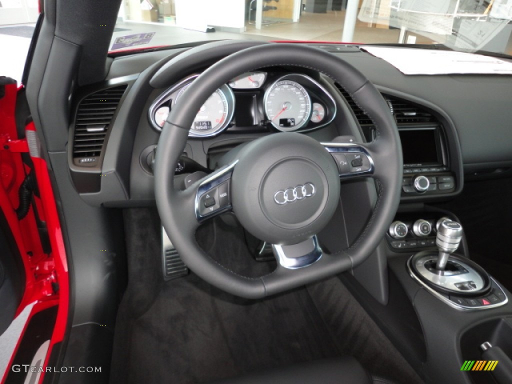 2012 Audi R8 4.2 FSI quattro Black Steering Wheel Photo #55520450
