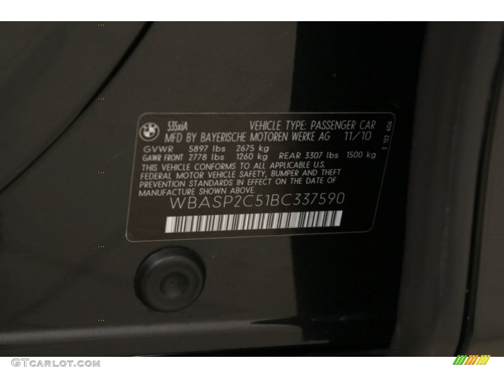 2011 5 Series 535i xDrive Gran Turismo - Black Sapphire Metallic / Black photo #33