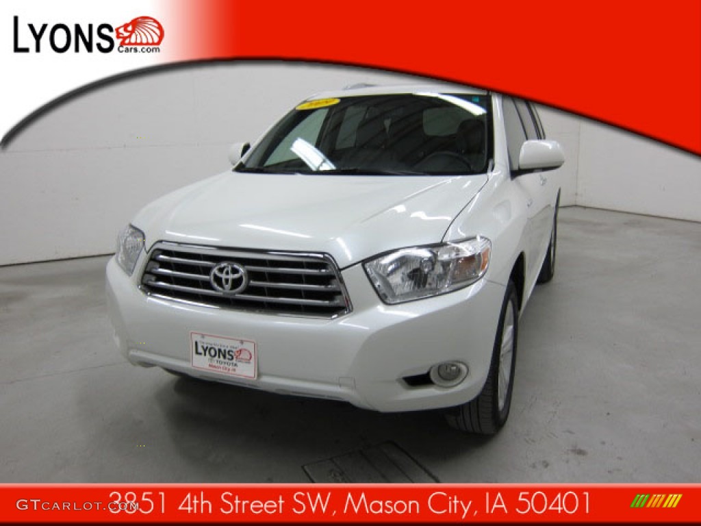 2009 Highlander Limited 4WD - Blizzard White Pearl / Ash photo #2