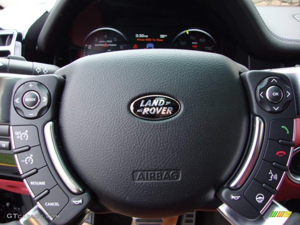 2012 Land Rover Range Rover Autobiography Duo-Tone Jet/Pimento Steering Wheel Photo #55532090