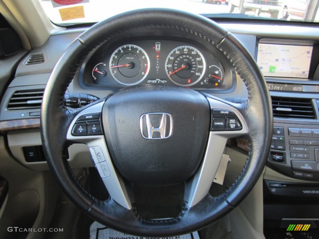 2009 Honda Accord EX-L V6 Sedan Ivory Steering Wheel Photo #55533200