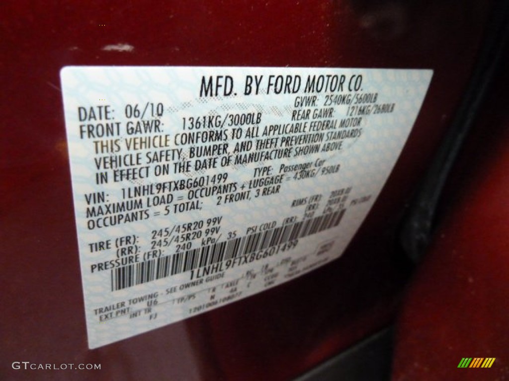 2011 MKS Color Code U6 for Red Candy Metallic Tinted Photo #55534811