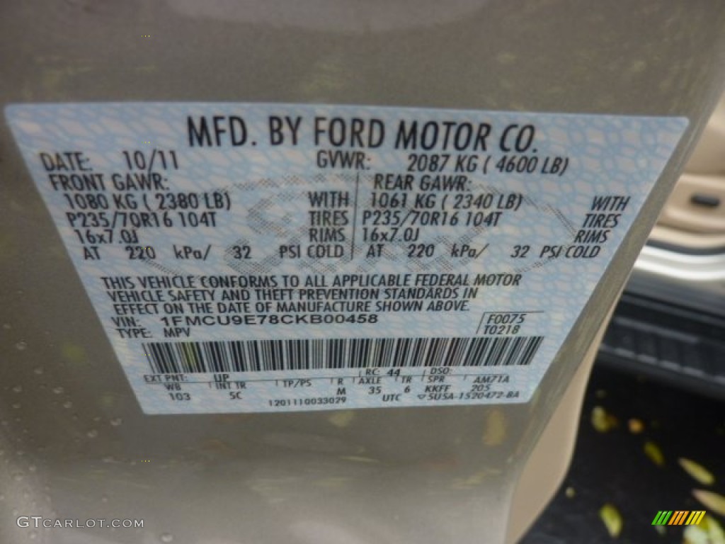 2012 Escape Color Code UP for Gold Leaf Metallic Photo #55538050