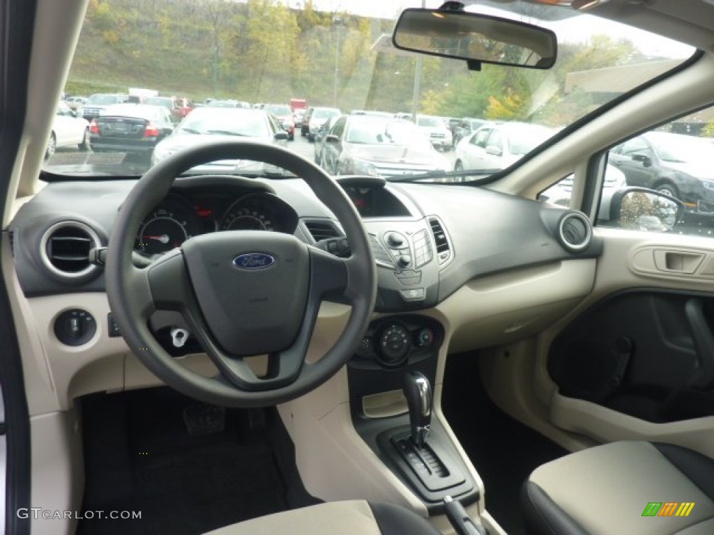 2012 Ford Fiesta S Sedan Light Stone/Charcoal Black Dashboard Photo #55538508