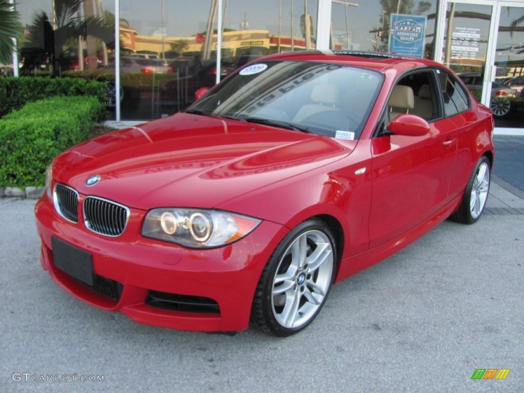 2009 1 Series 135i Coupe - Crimson Red / Savanna Beige/Black Boston Leather photo #4