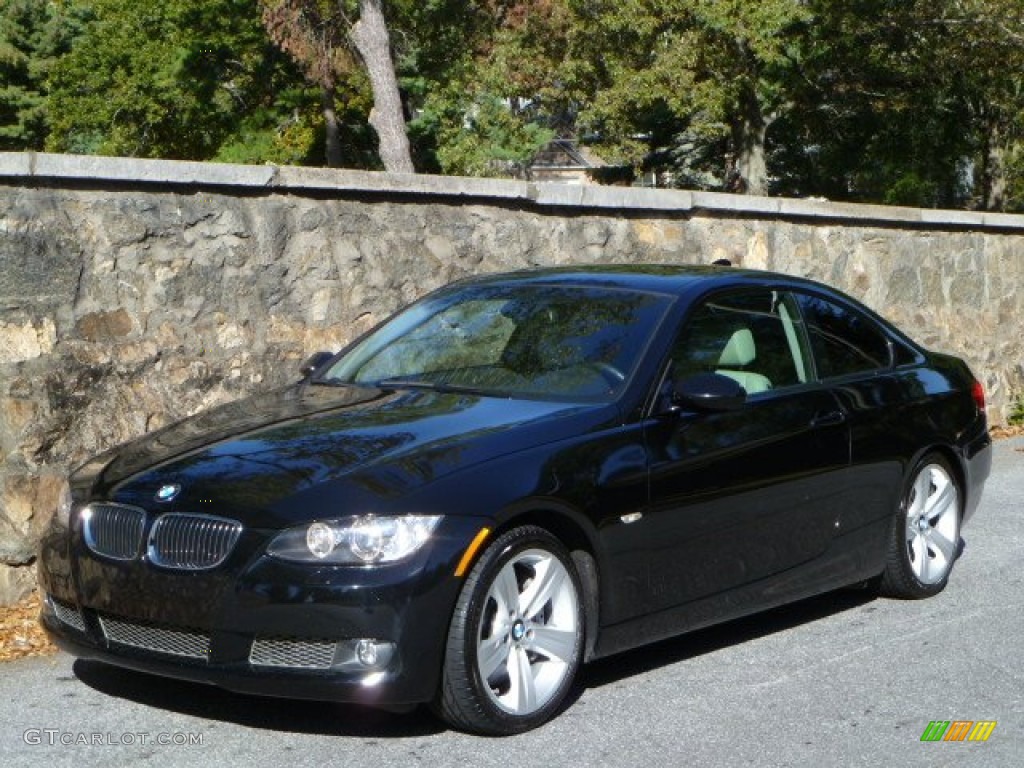 2009 3 Series 335i Coupe - Jet Black / Oyster Dakota Leather photo #11