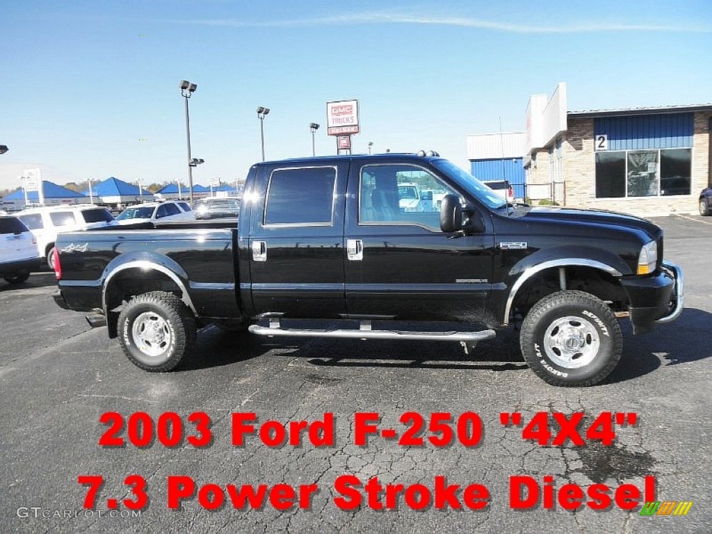 2003 F250 Super Duty XLT Crew Cab 4x4 - Black / Black photo #1