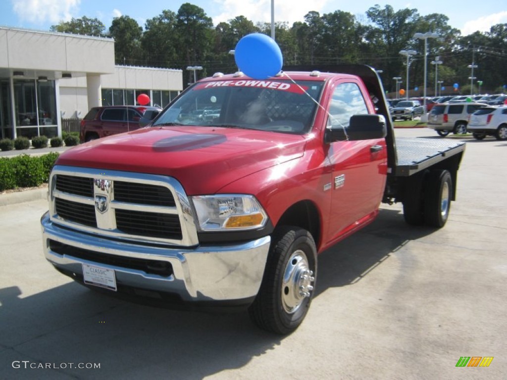 2011 Ram 3500 HD SLT Regular Cab 4x4 Dually Stake Truck - Flame Red / Dark Slate Gray/Medium Graystone photo #1