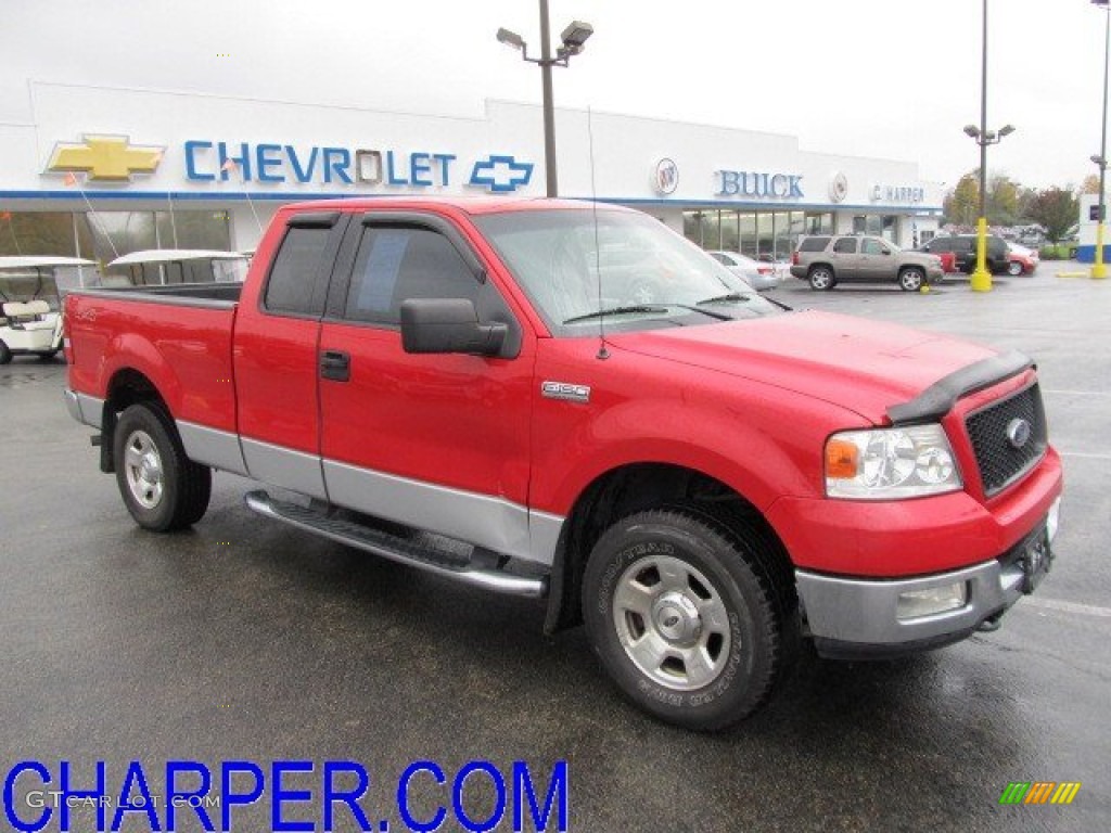 2004 F150 XLT SuperCab 4x4 - Bright Red / Medium/Dark Flint photo #1