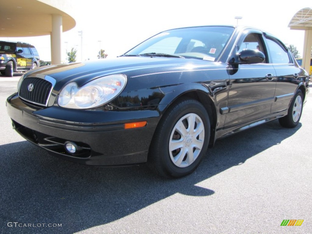 2004 Sonata V6 - Ebony Black / Beige photo #1