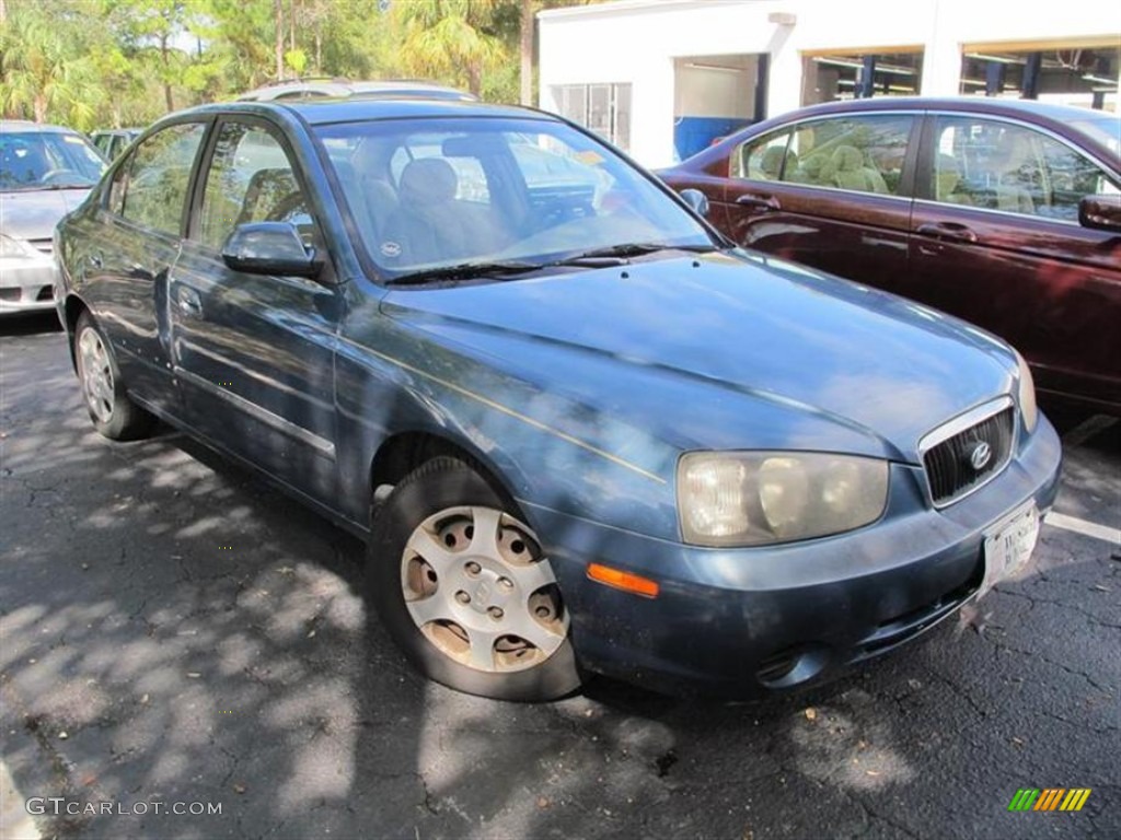 2002 Elantra GLS Sedan - Cobalt Blue / Beige photo #1