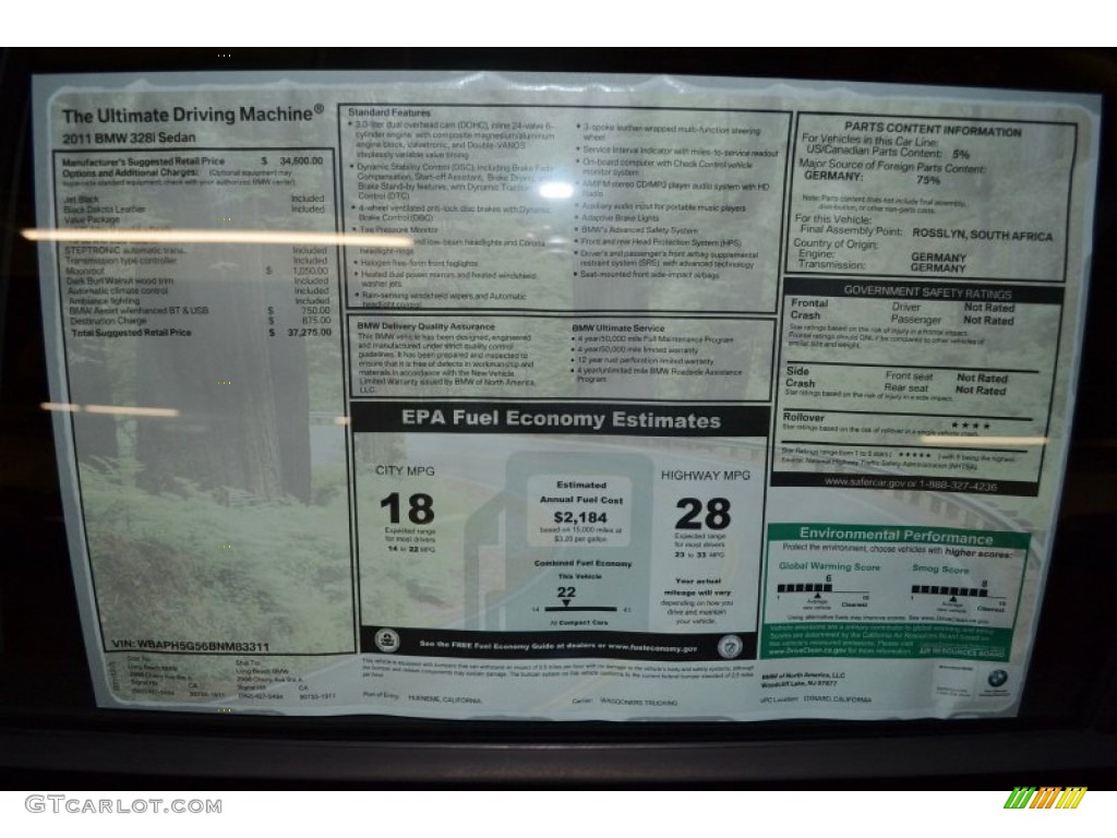 2011 3 Series 328i Sedan - Jet Black / Black Dakota Leather photo #5