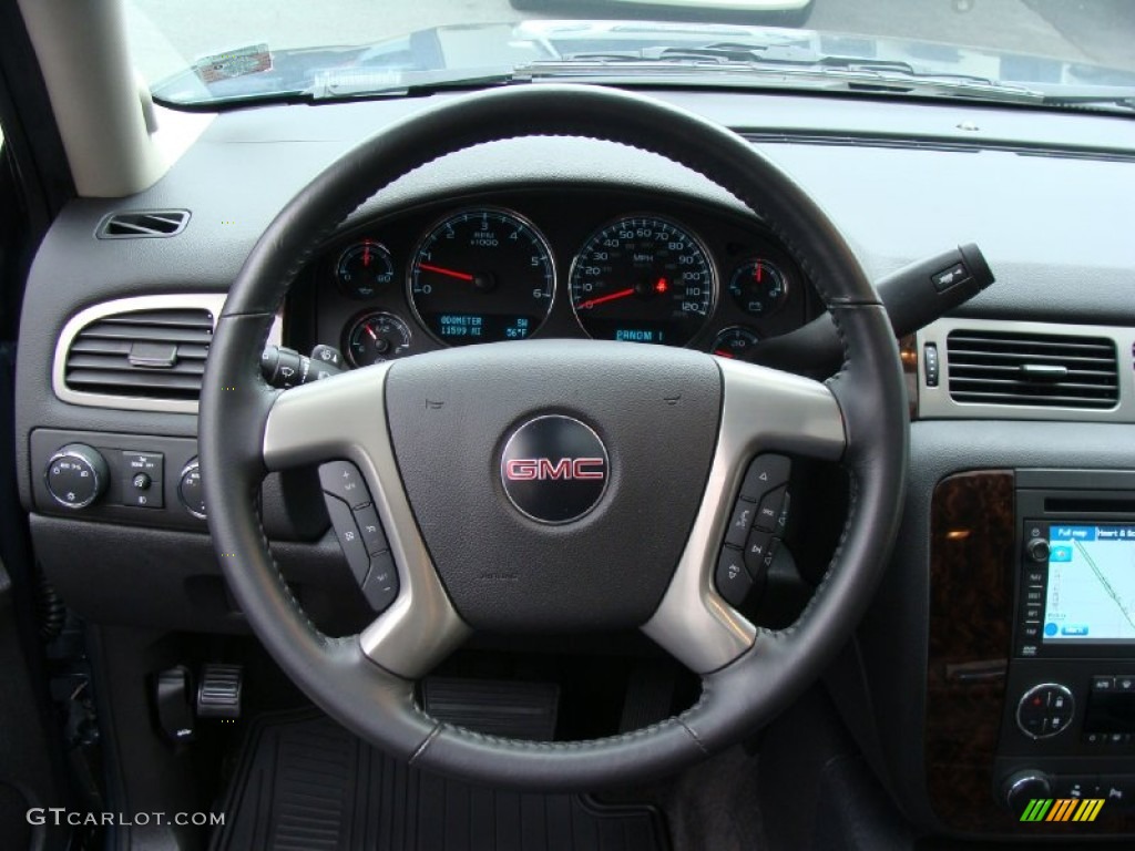 2010 GMC Yukon XL SLT 4x4 Ebony Steering Wheel Photo #55575051