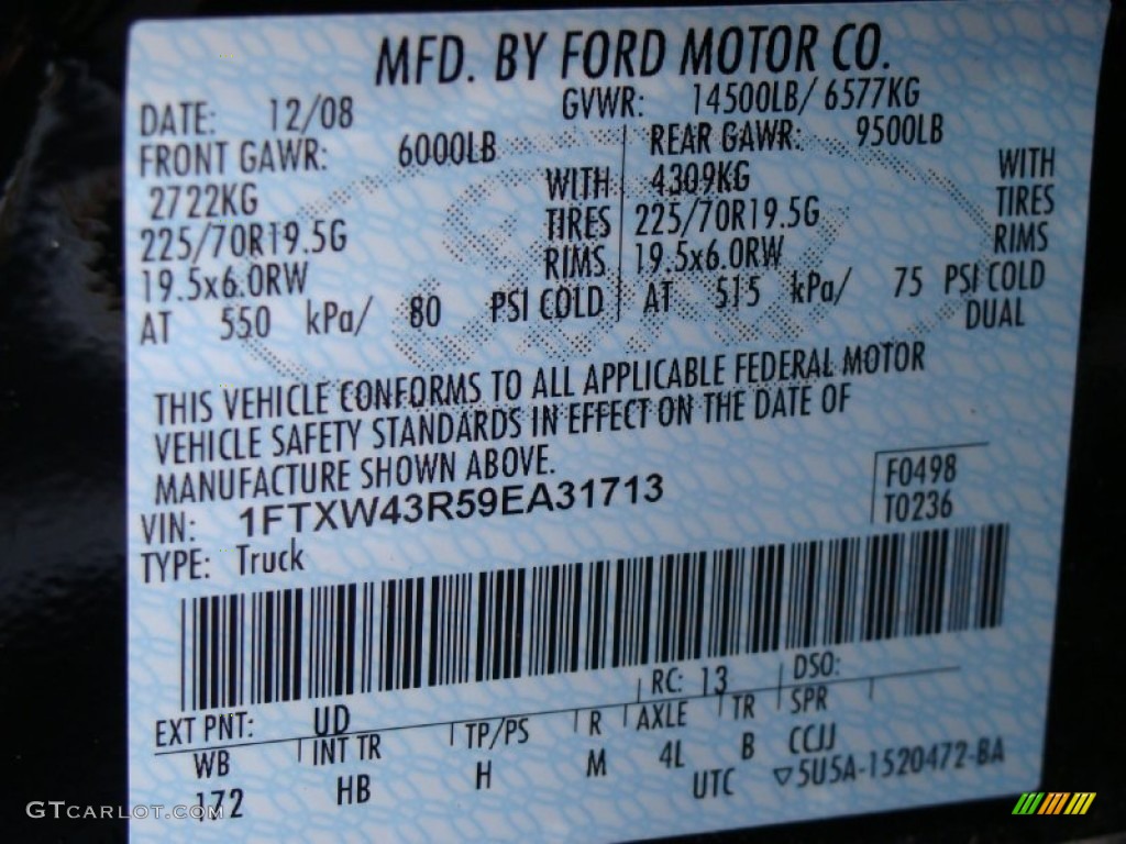 2009 F450 Super Duty Color Code UD for Black Photo #55575374