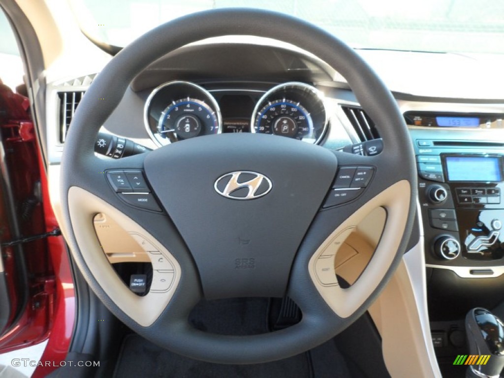 2012 Hyundai Sonata GLS Camel Steering Wheel Photo #55575543