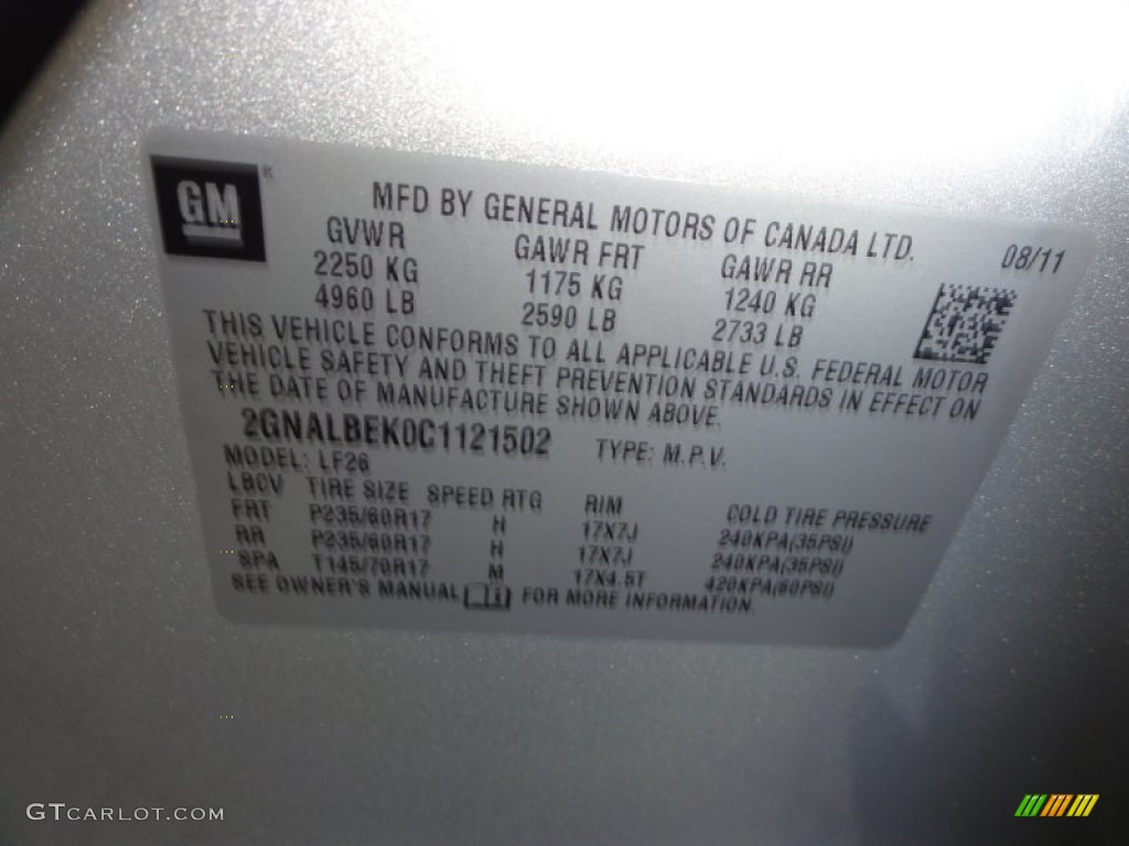 2012 Equinox LS - Silver Ice Metallic / Light Titanium/Jet Black photo #13