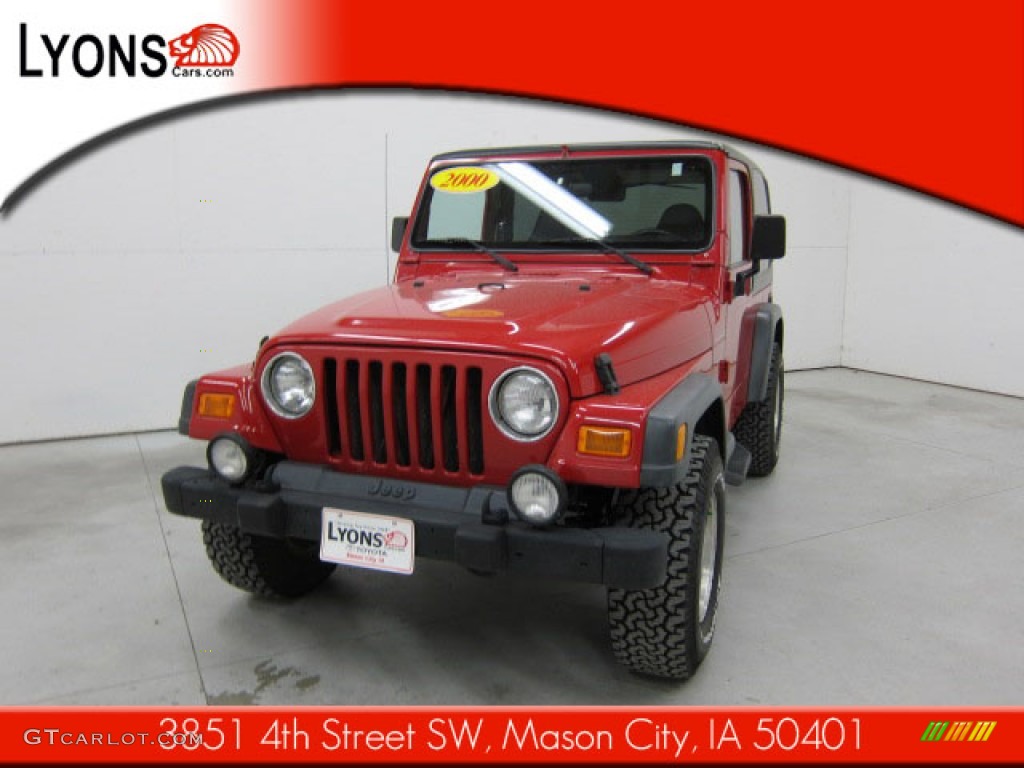 2000 Wrangler Sport 4x4 - Flame Red / Agate photo #2