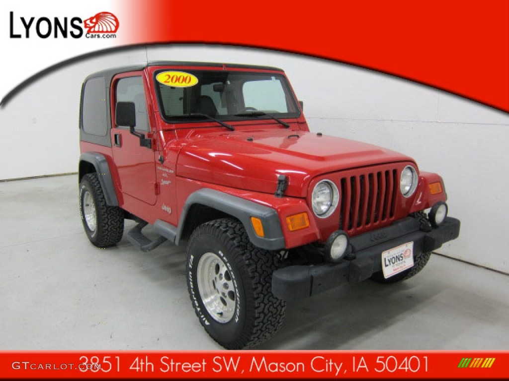 2000 Wrangler Sport 4x4 - Flame Red / Agate photo #15