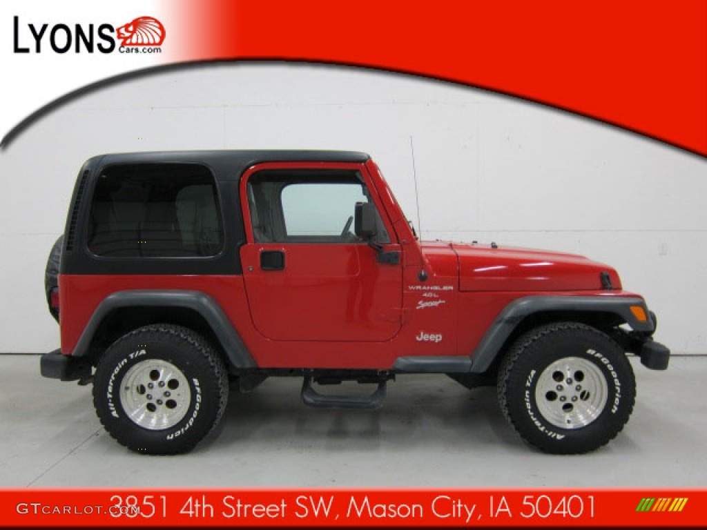 2000 Wrangler Sport 4x4 - Flame Red / Agate photo #16