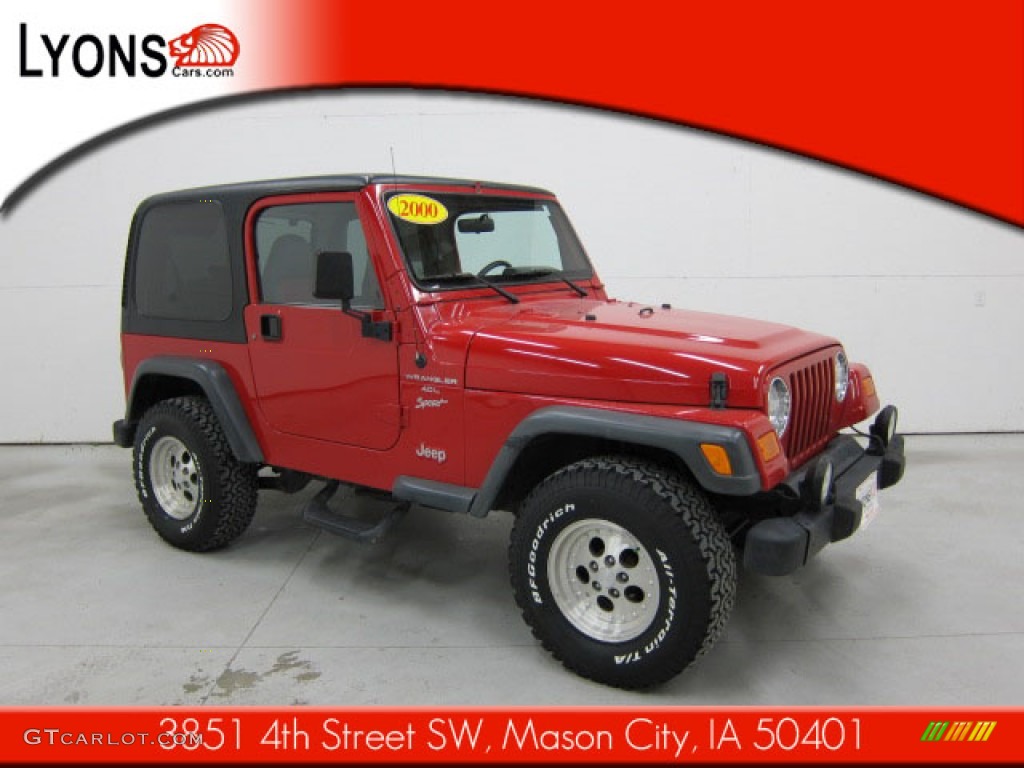 2000 Wrangler Sport 4x4 - Flame Red / Agate photo #19