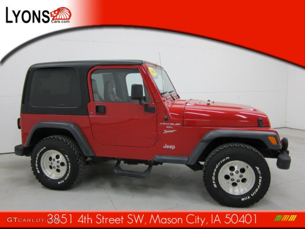 2000 Wrangler Sport 4x4 - Flame Red / Agate photo #20