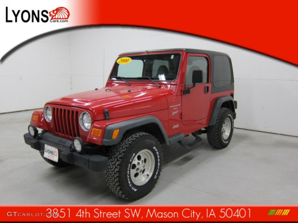 2000 Wrangler Sport 4x4 - Flame Red / Agate photo #21
