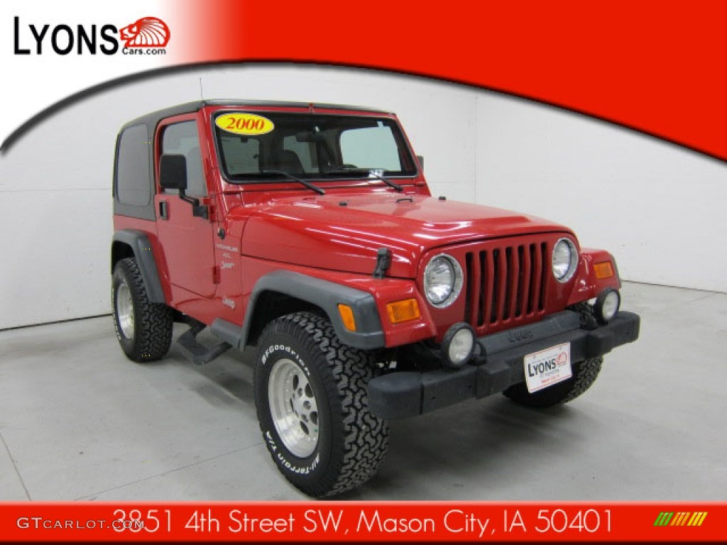 2000 Wrangler Sport 4x4 - Flame Red / Agate photo #23