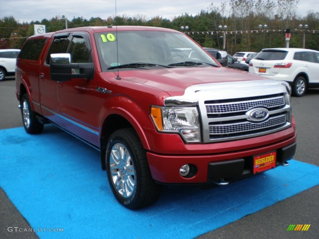 2010 F150 Platinum SuperCrew 4x4 - Red Candy Metallic / Medium Stone Leather/Sienna Brown photo #5