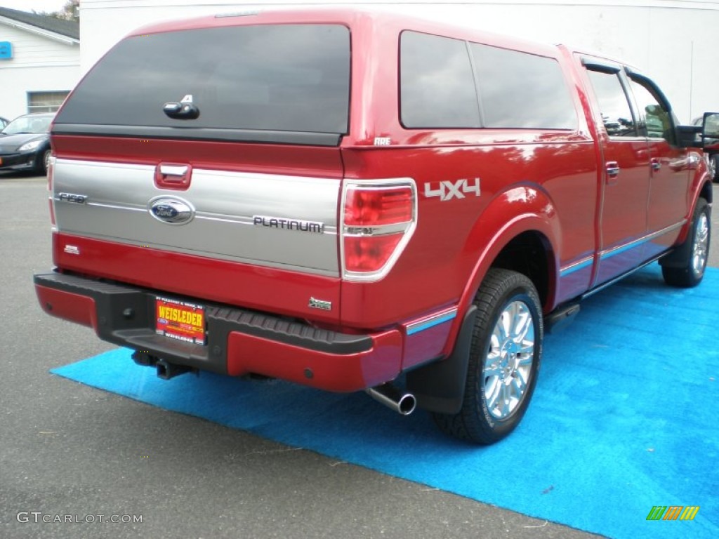 2010 F150 Platinum SuperCrew 4x4 - Red Candy Metallic / Medium Stone Leather/Sienna Brown photo #6