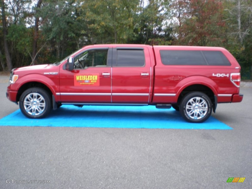2010 F150 Platinum SuperCrew 4x4 - Red Candy Metallic / Medium Stone Leather/Sienna Brown photo #9