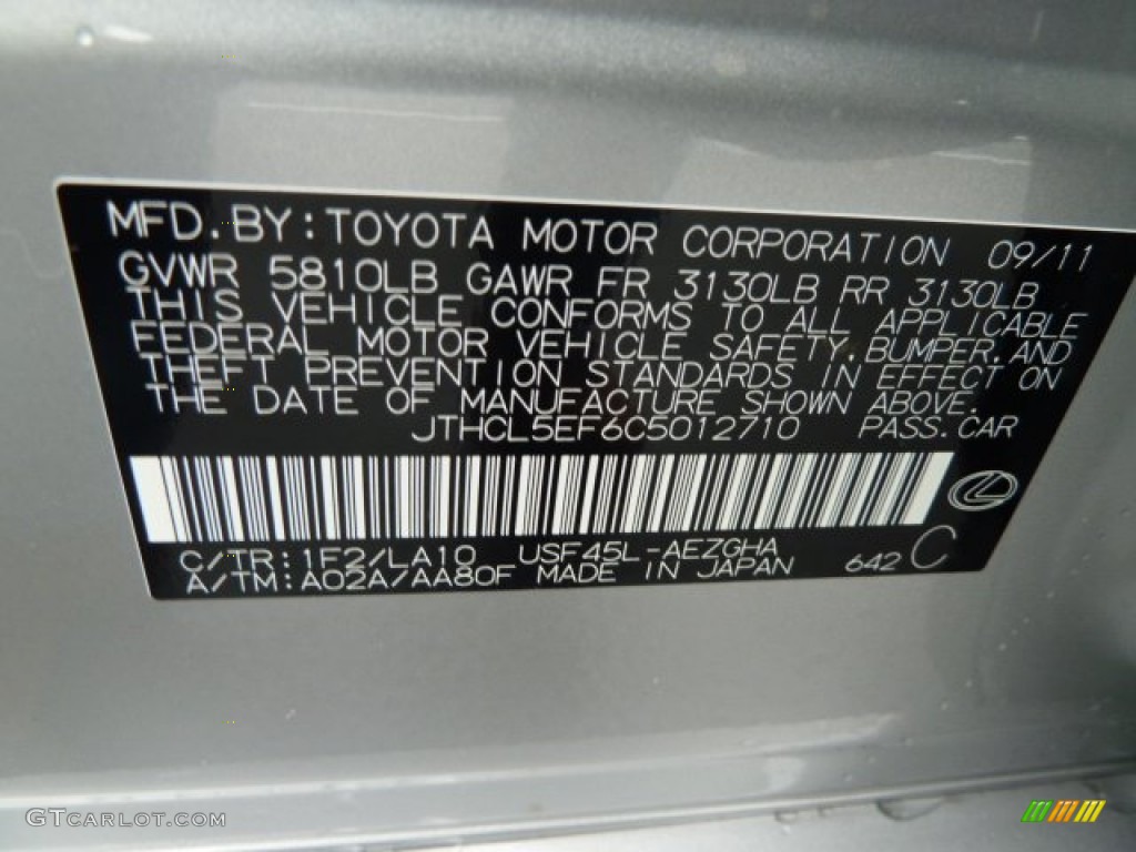2012 LS Color Code 1F2 for Mercury Silver Metallic Photo #55585357