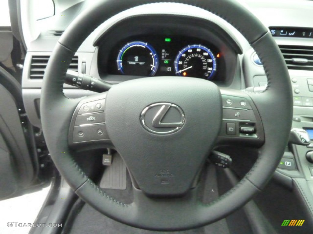 2011 Lexus HS 250h Hybrid Premium Black/Brown Walnut Steering Wheel Photo #55586300