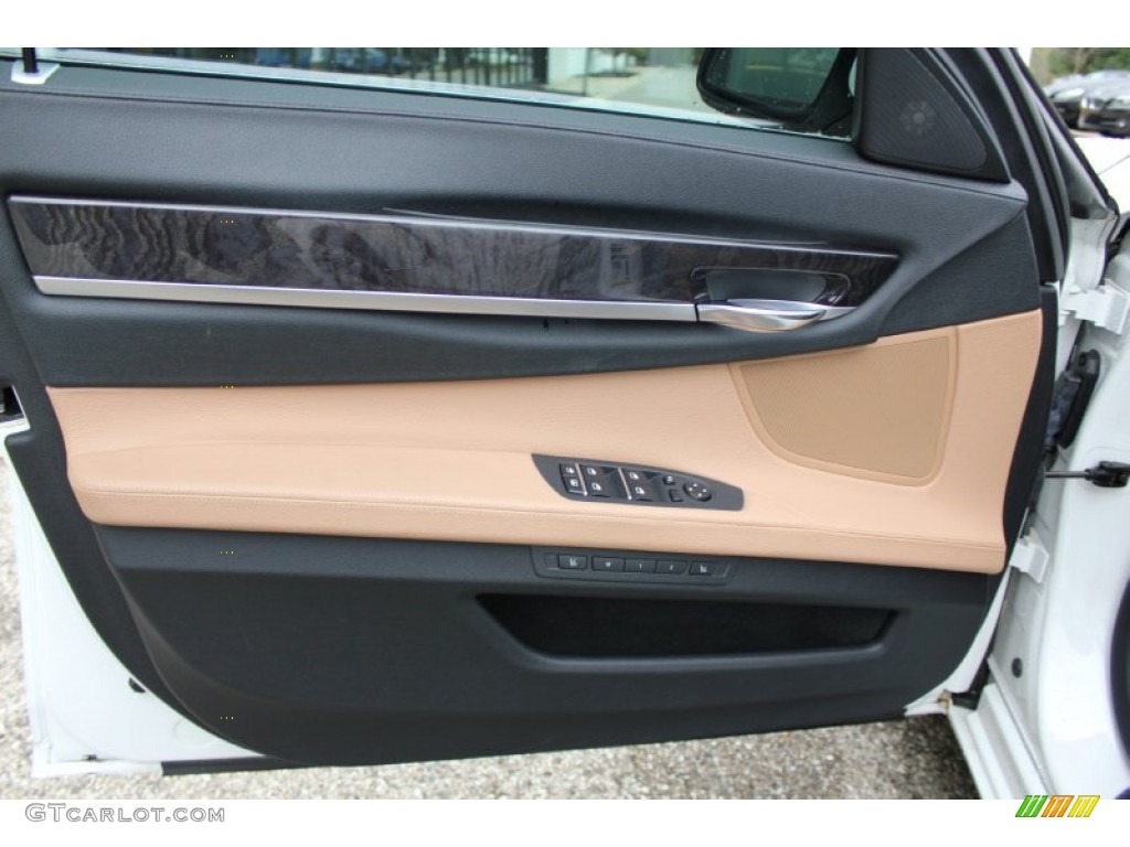 2011 BMW 7 Series 740Li Sedan Saddle/Black Nappa Leather Door Panel Photo #55587670