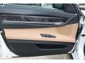 Saddle/Black Nappa Leather 2011 BMW 7 Series 740Li Sedan Door Panel