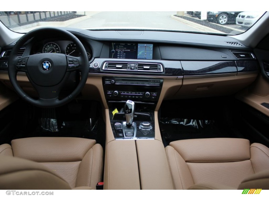 2011 BMW 7 Series 740Li Sedan Saddle/Black Nappa Leather Dashboard Photo #55587718