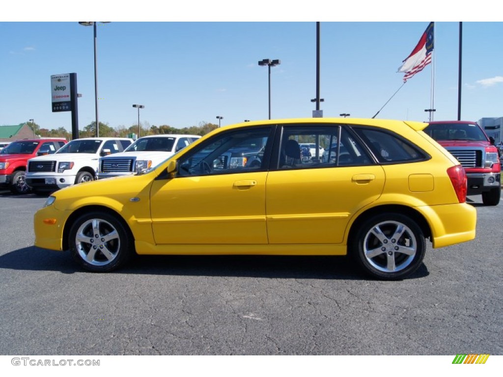 2003 Protege 5 Wagon - Vivid Yellow / Off Black photo #5