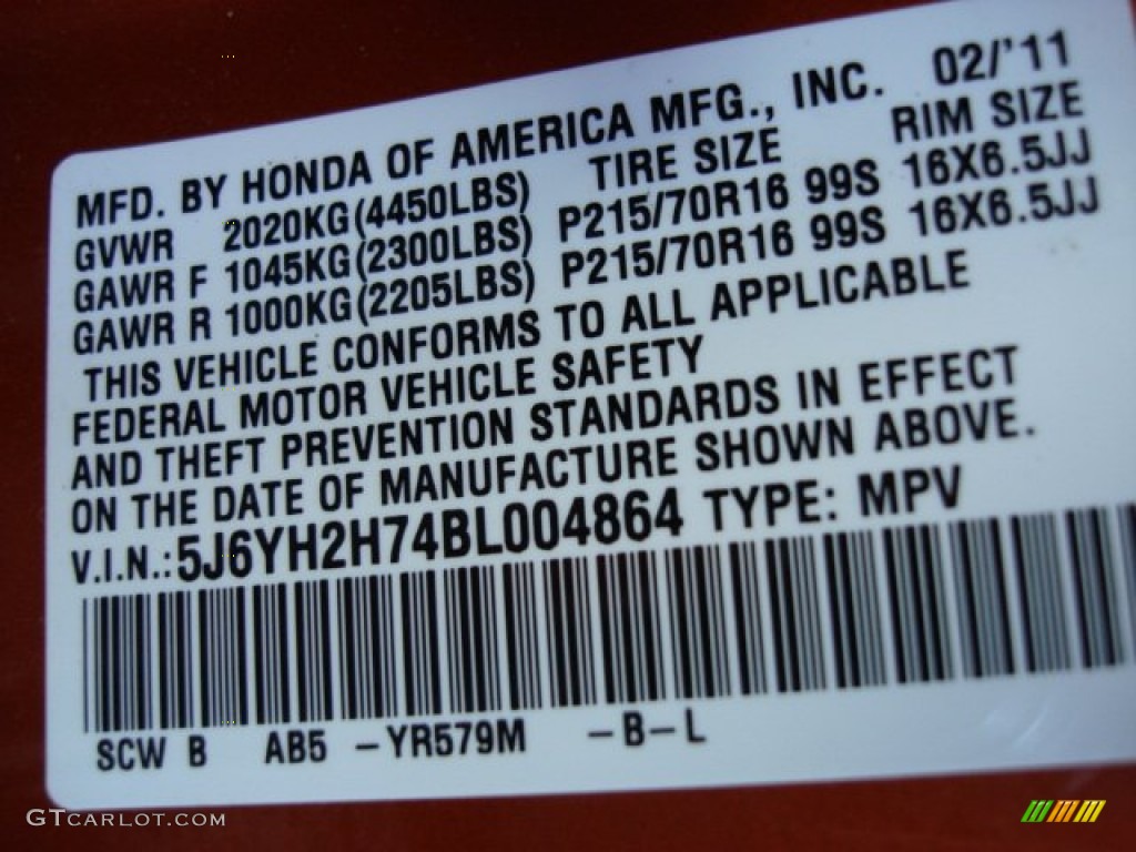 2011 Element Color Code YR579M for Citrus Fire Metallic Photo #55590928