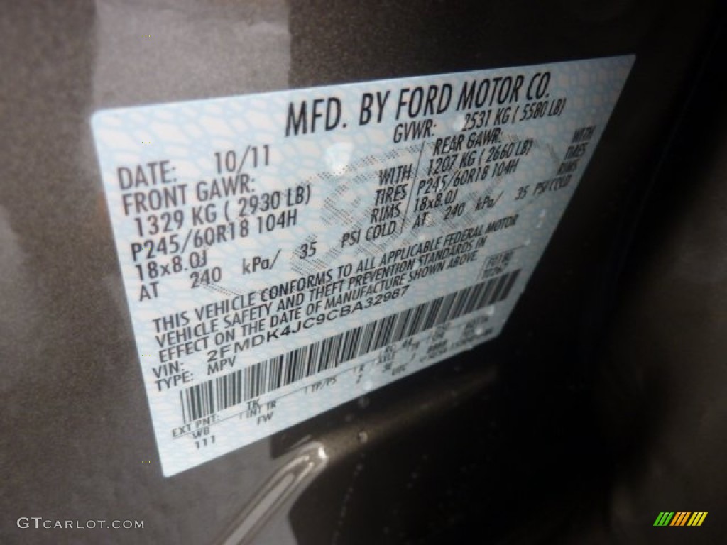 2012 Edge Color Code TK for Mineral Grey Metallic Photo #55591990