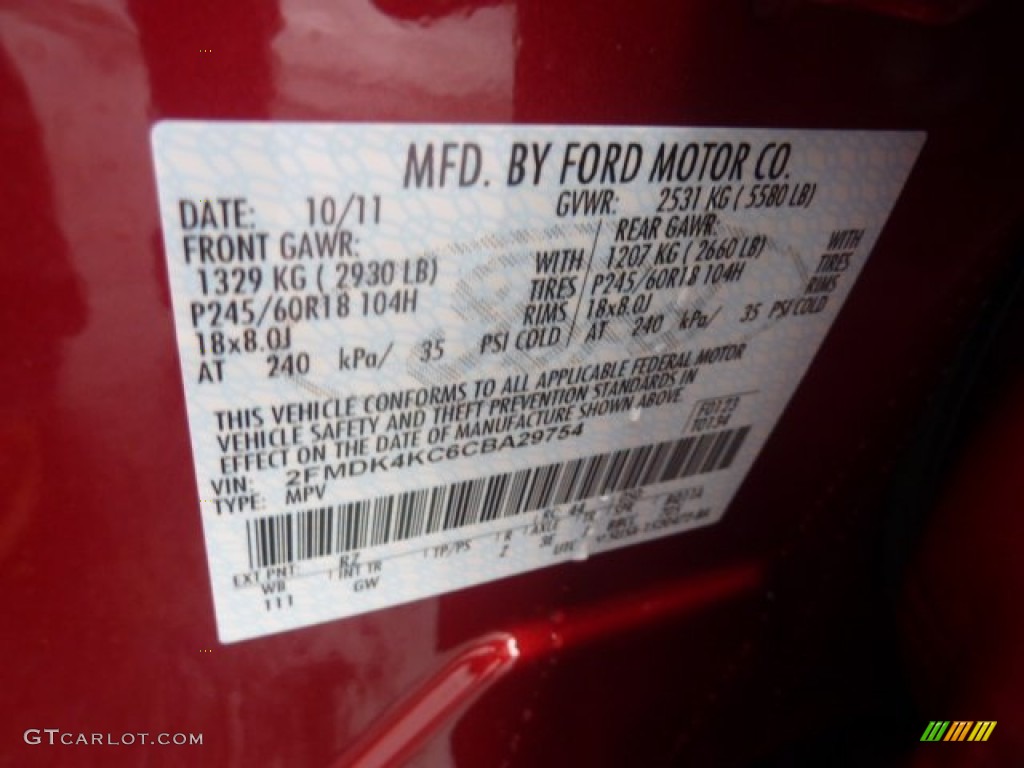 2012 Edge Color Code RZ for Red Candy Metallic Photo #55592077