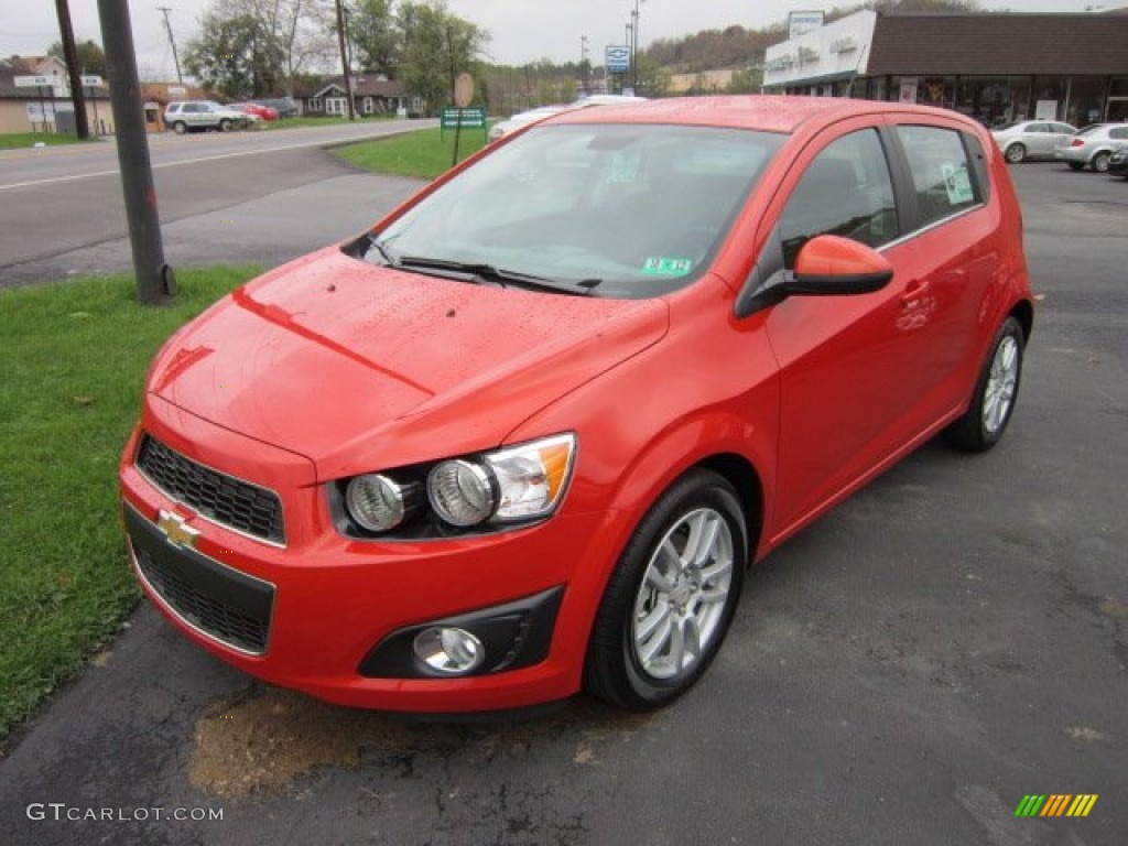 Inferno Orange Metallic 2012 Chevrolet Sonic LT Hatch Exterior Photo #55593631