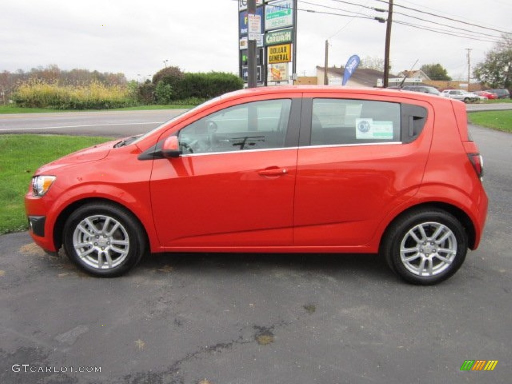 Inferno Orange Metallic 2012 Chevrolet Sonic LT Hatch Exterior Photo #55593639